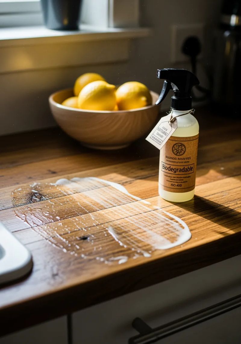 Friendly cleaning professional refreshing a bright Edmonton home
